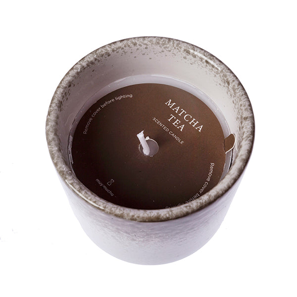 Matcha tea ceramic candle