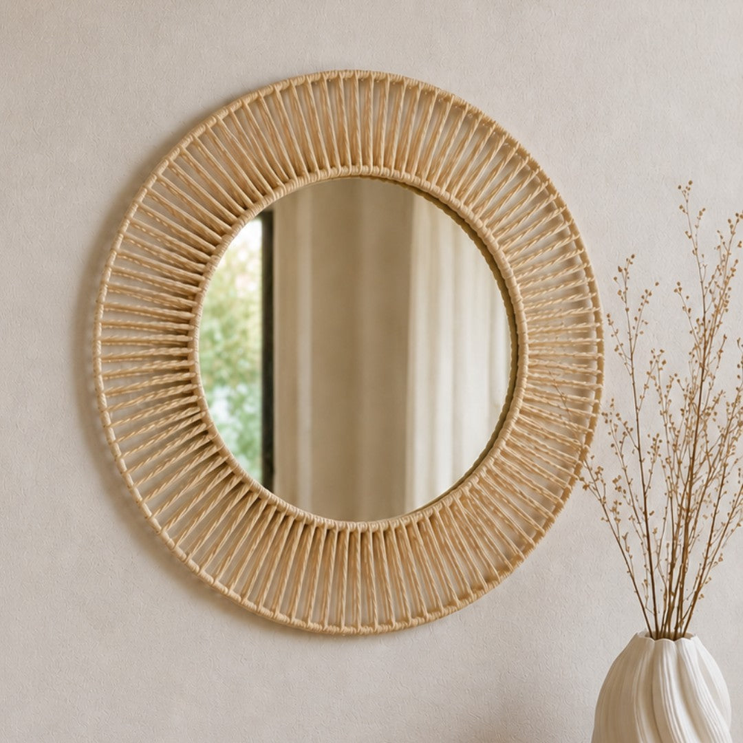 Espejo decorativo de Fibra Natural