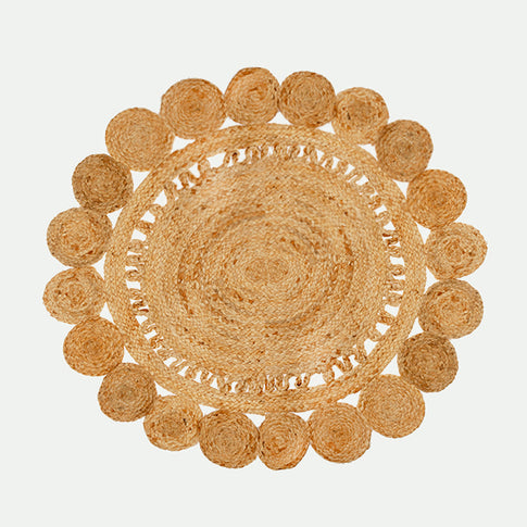 Ronde -squared jute tapijt