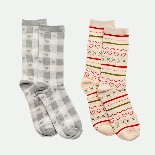 Pack of 2 jacquard and checkered socks