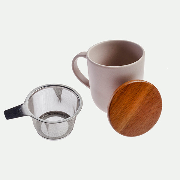 Tisana con coperchio e filtro in acciaio inox