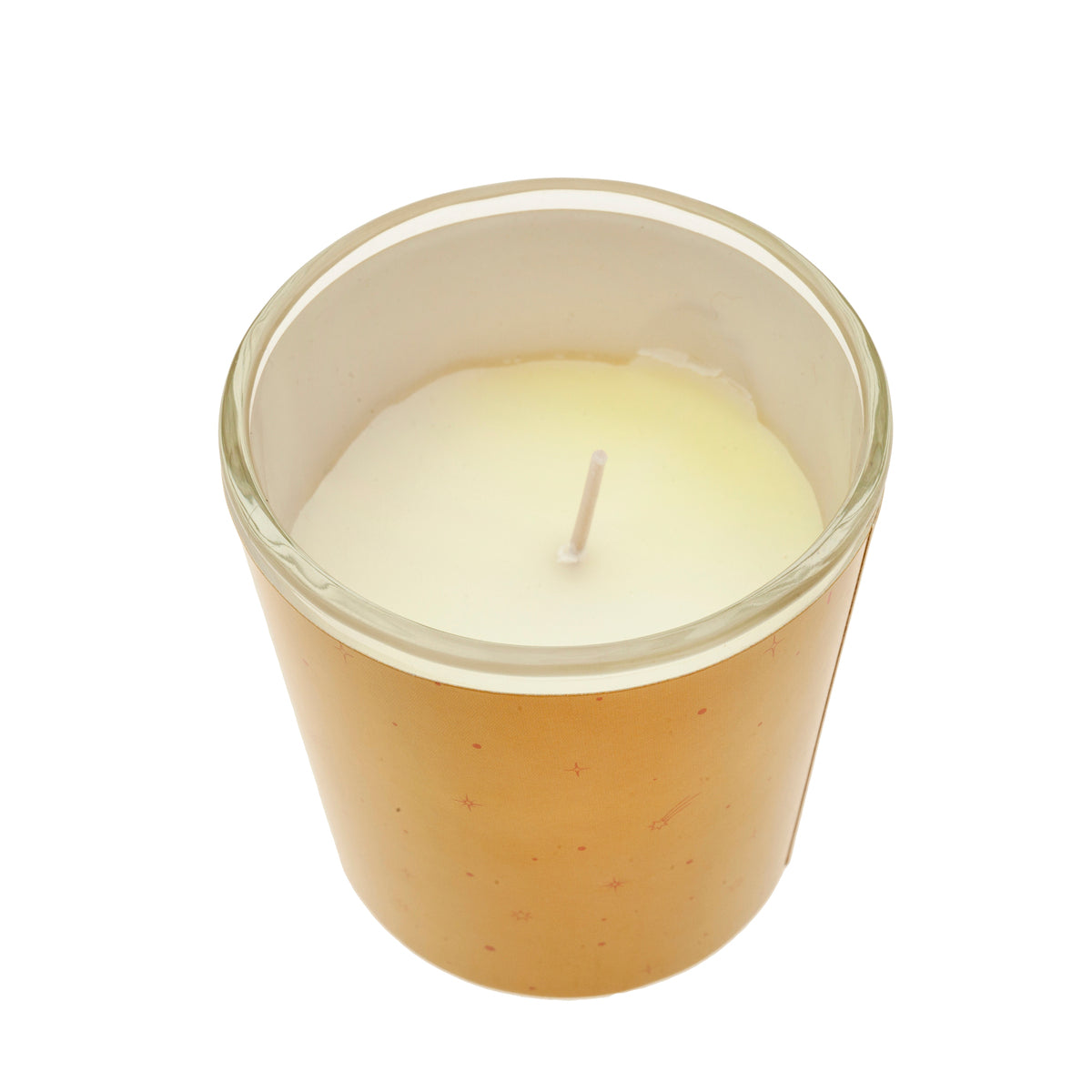 Candela in vetro ambrato e mandarino
