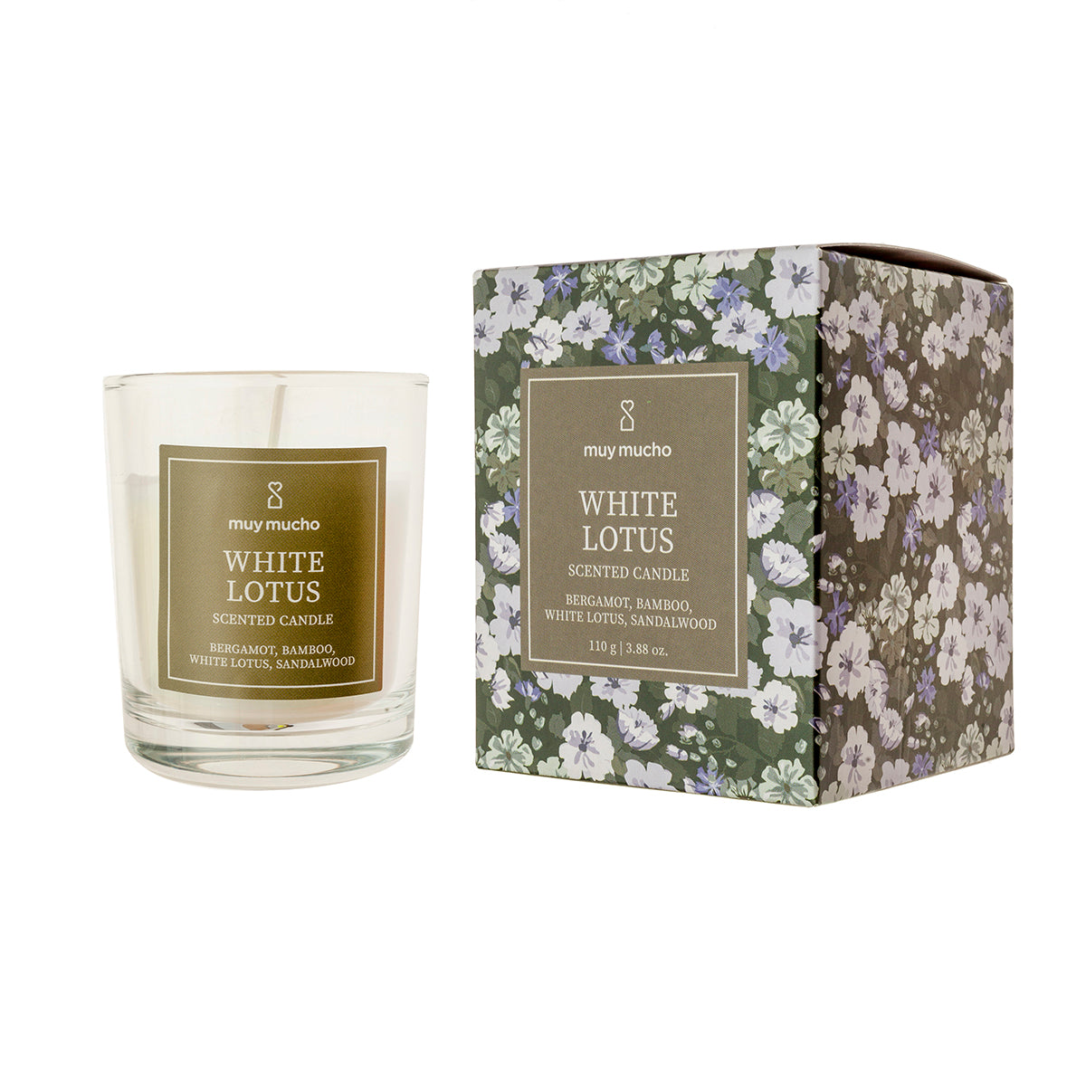 Candela di loto bianco in vetro da 110 g