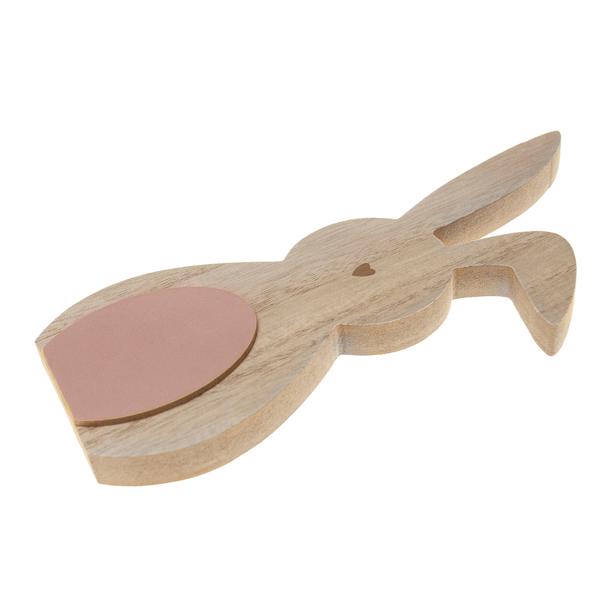 Figurine en bois d'un lapin rose