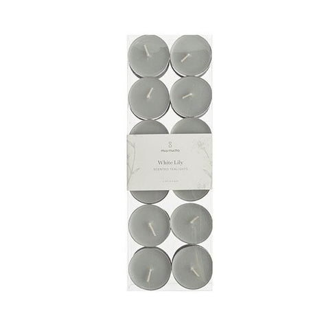 24 theekaarsen White Lily