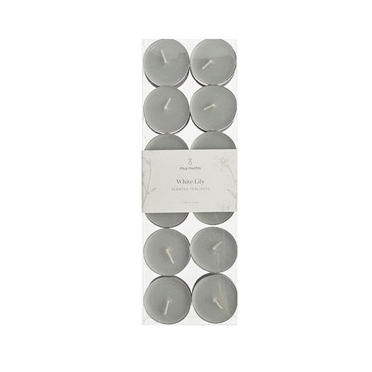 24 theekaarsen White Lily