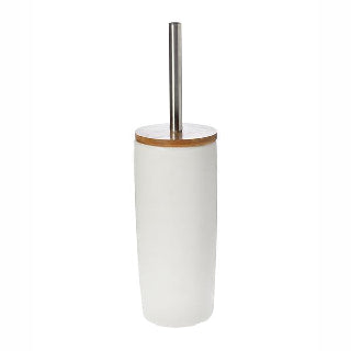 Escova de vaso sanitário com tampa de bambu
