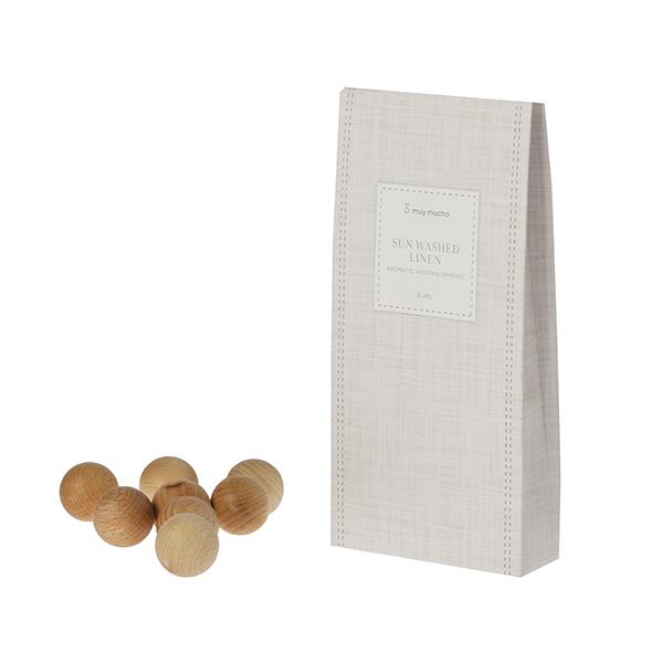 Sun washed linen aromatic wooden sphere envelopes
