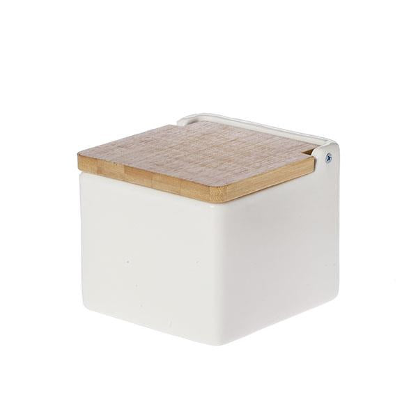 Salière de cuisine avec couvercle en bambou