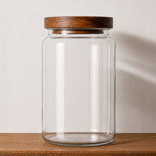 Pot de borosilicat amb tapa d'acàcia transparent per cuina