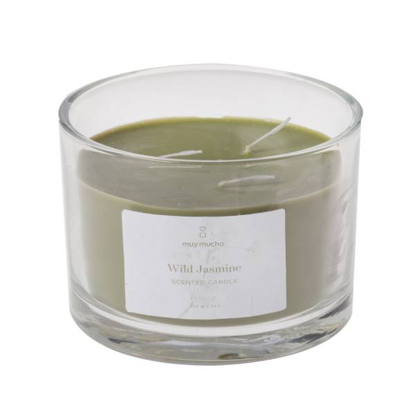 Candela in vetro a 3 stoppini Wild Jasmine