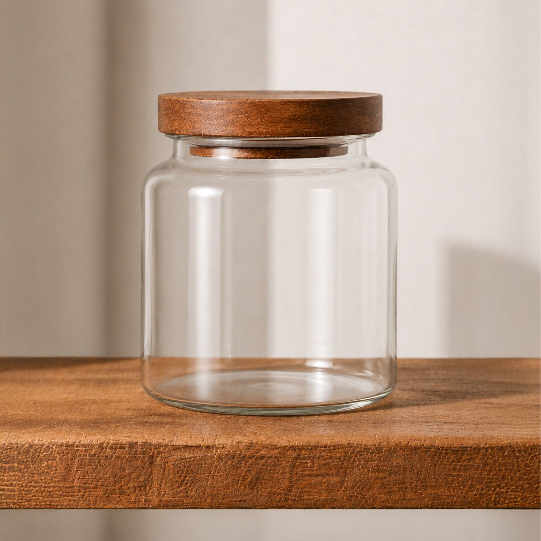 Borosilicate Jar with Transparent Acacia Lid for Storage