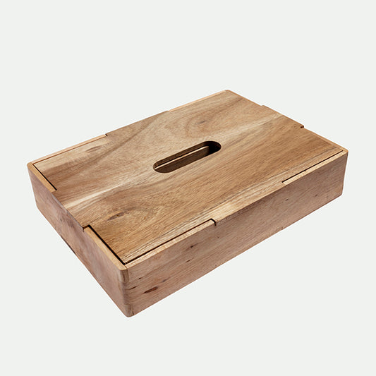 Caja de madera con tapa y 3 compartimentos