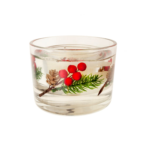 Pot de bougie en gel décoratif en forme de houx