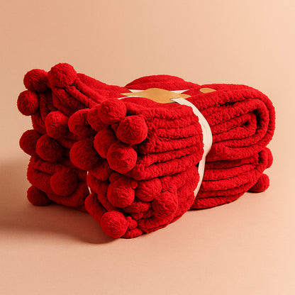 Manta com pompons 130x170cm