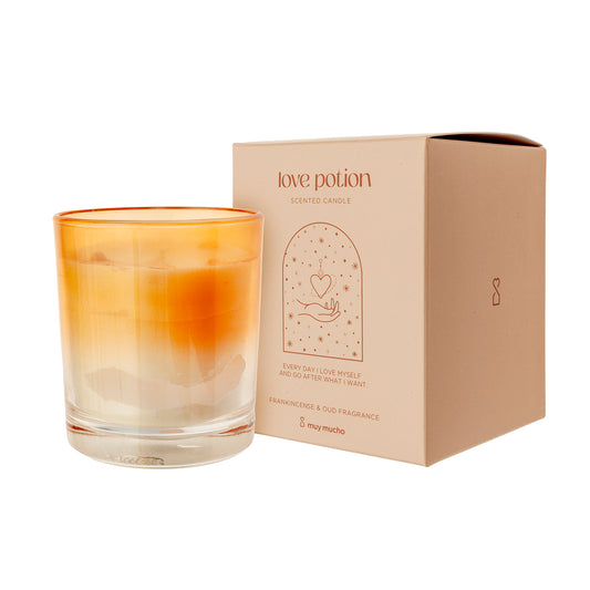 Candela in vetro all'incenso e oud