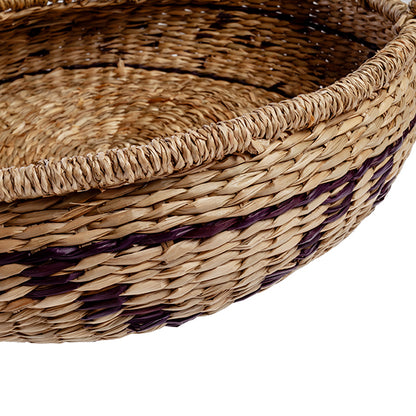 Cesta mimbre cenefa negra con asas