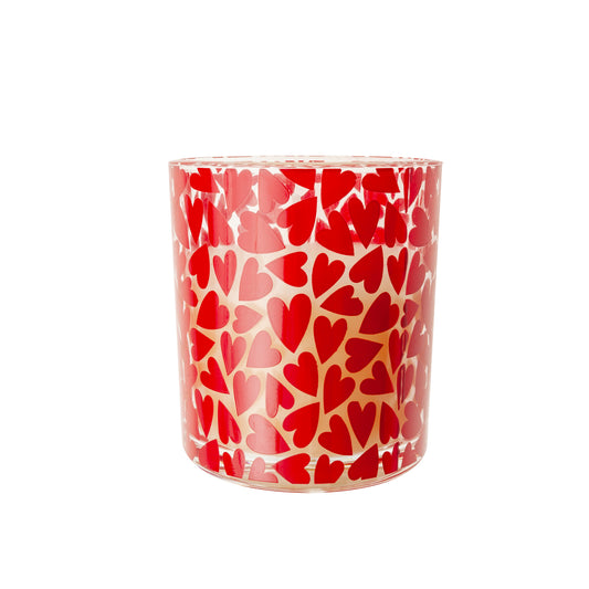 Candela in vetro rosa e vaniglia