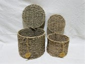 Vegetable fiber basket with lid 20x15cm