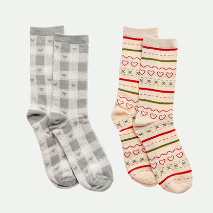 Pack of 2 jacquard and checkered socks
