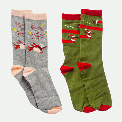 Pack of 2 dachshund xmas socks