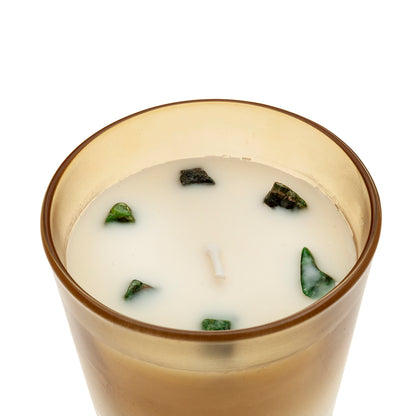 Bougie en verre au bois de cèdre et à la menthe