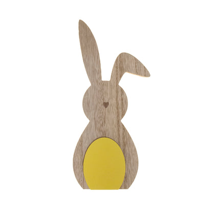Figura madera conejo amarillo