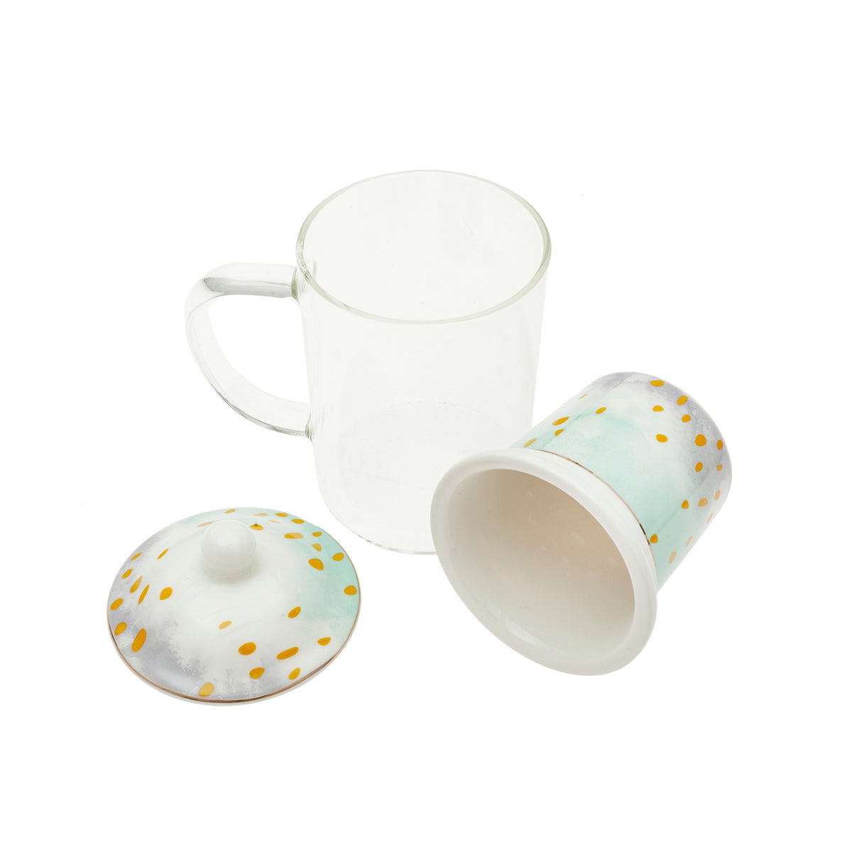 Tazza per infusi in vetro 12x8x14,5 300ml bloom turchese
