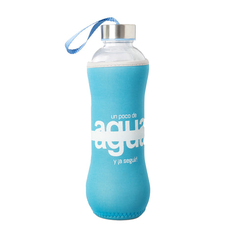 Glazen fles 7x7x25 600ml blauwe zin