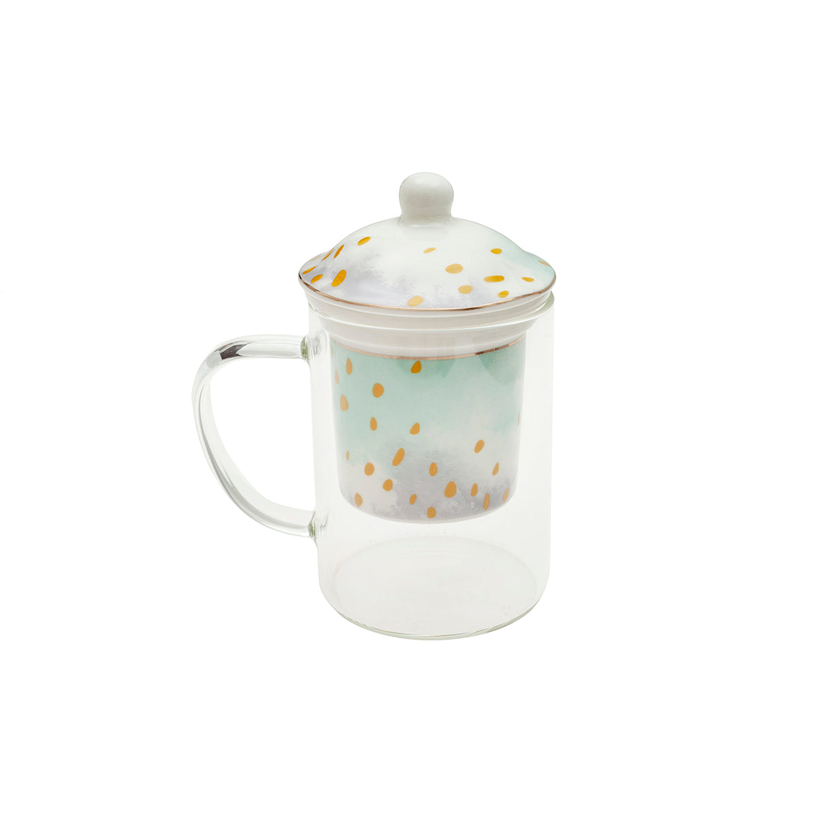 Tazza per infusi in vetro 12x8x14,5 300ml bloom turchese