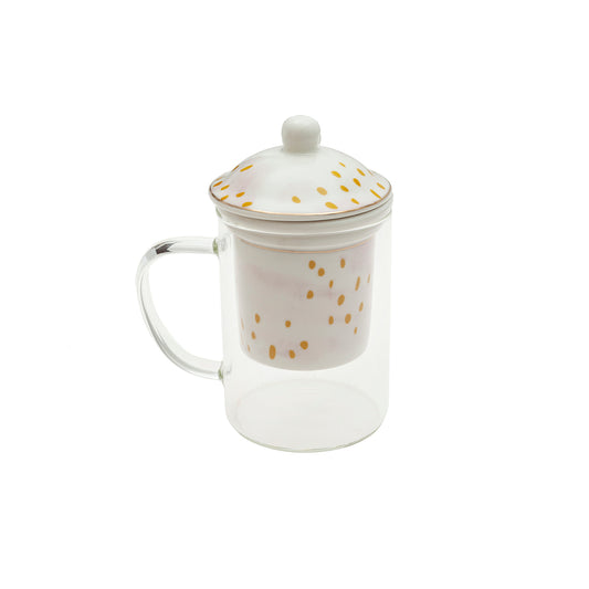 Teebecher Glas 12x8x14,5 300ml Bloom rosa