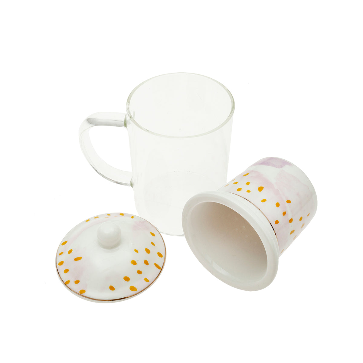 Tazza da tè in vetro 12x8x14,5 300ml bloom rosa