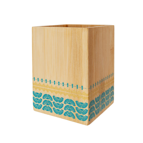 Bamboe bestekhouder 10x10x13,5 afrika blauw