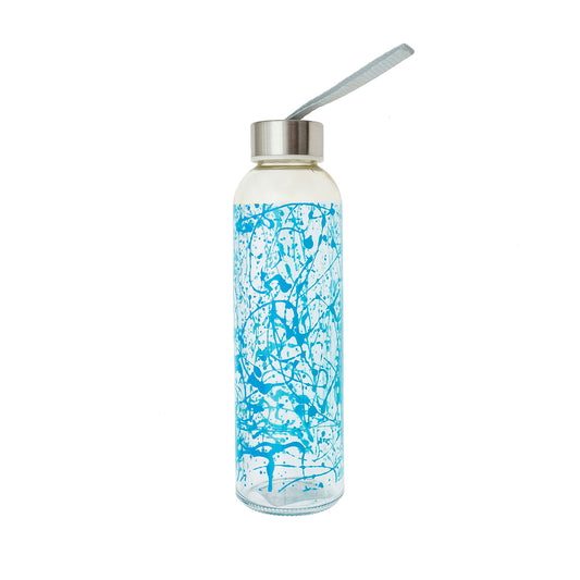 500cc glass bottle with lid and blue bow