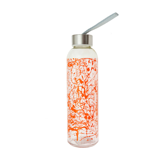Botella vidrio 500cl tapa y lazo naranja