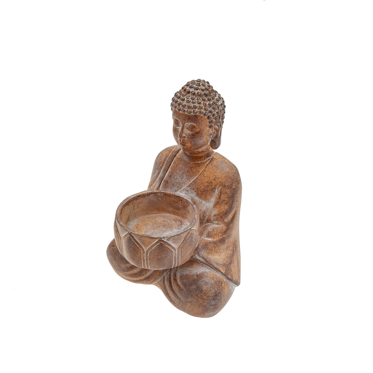 Portacandela in poliresina a forma di Buddha