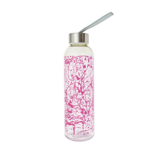 500cc glass bottle with lid and pink bow