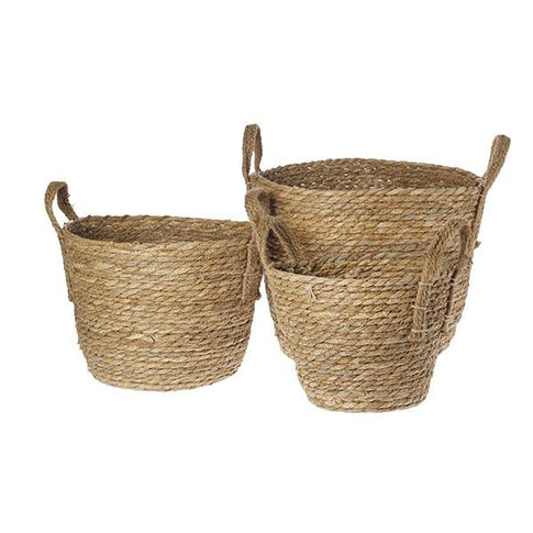 Pack de 3 cistelles de vímet amb nanses de jute