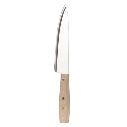 Chef knife with wooden handle